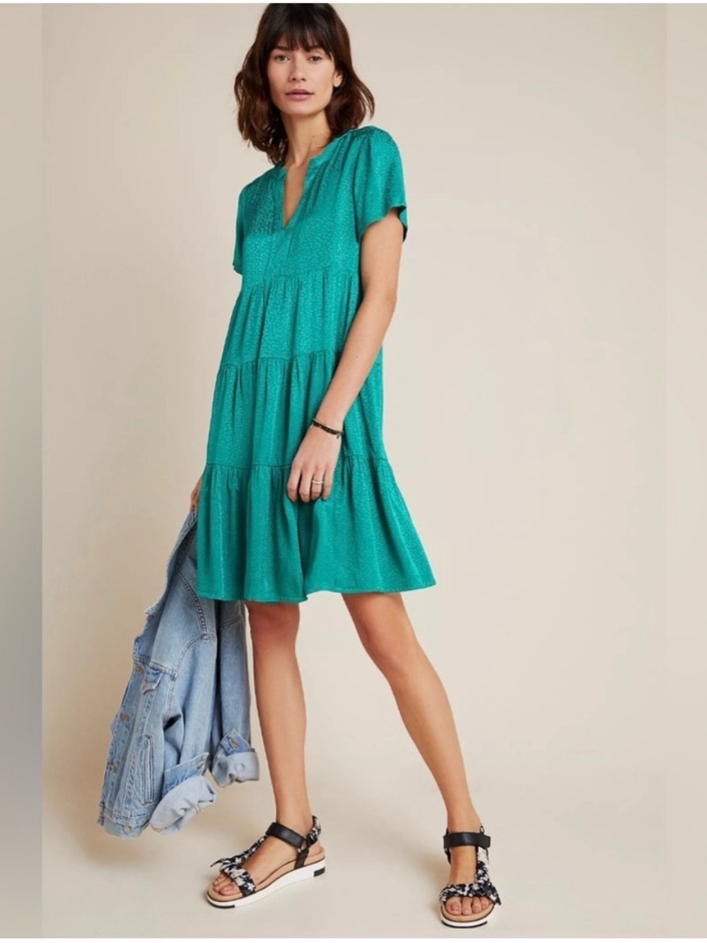 Anthropologie like new Maeve Tania Sacha Jacquard Tiered Mini Dress size XS